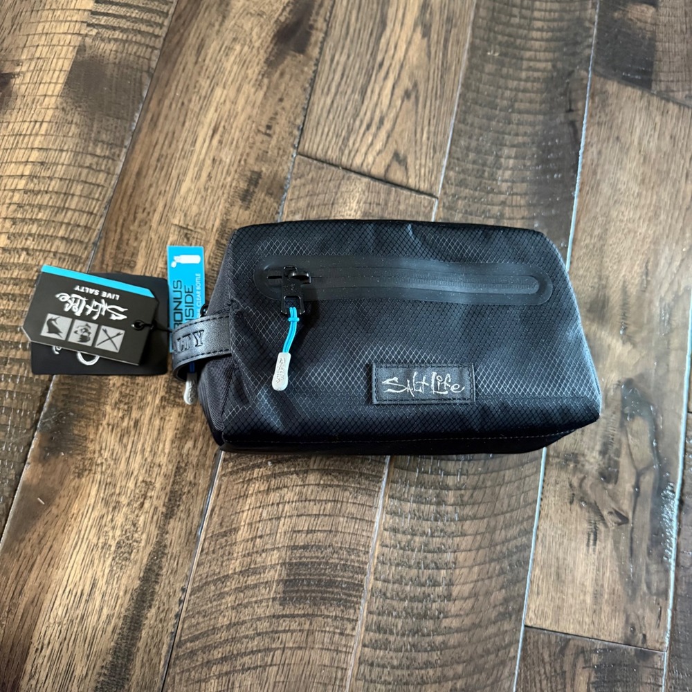 Salt Life Mens Toiletry Bag Black Ripstop‎ Dopp Kit Travel Case Blue Zip NEW